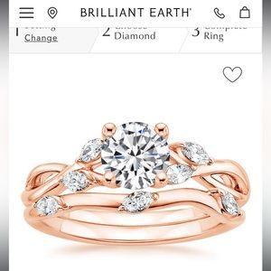 Rose Gold Wedding Set/Engagement and Wedding Band